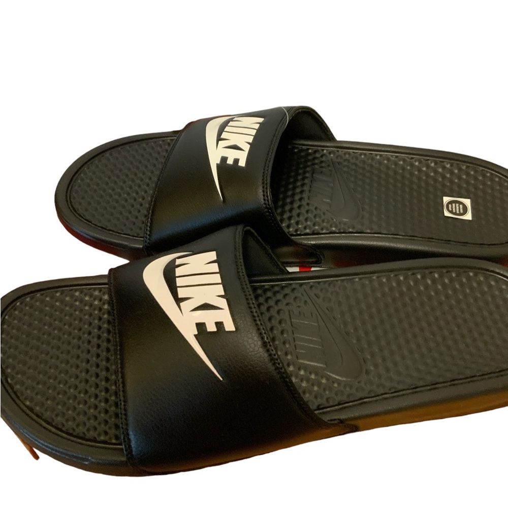 Nike Benassi JDI 343880 090 Black White Slide Just Do It Sandal Mens SZ 14